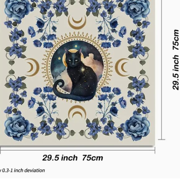 Enchanting Cat Tarot Reading Cloth Tapestry 29X29 NWT - Picture 2 of 2